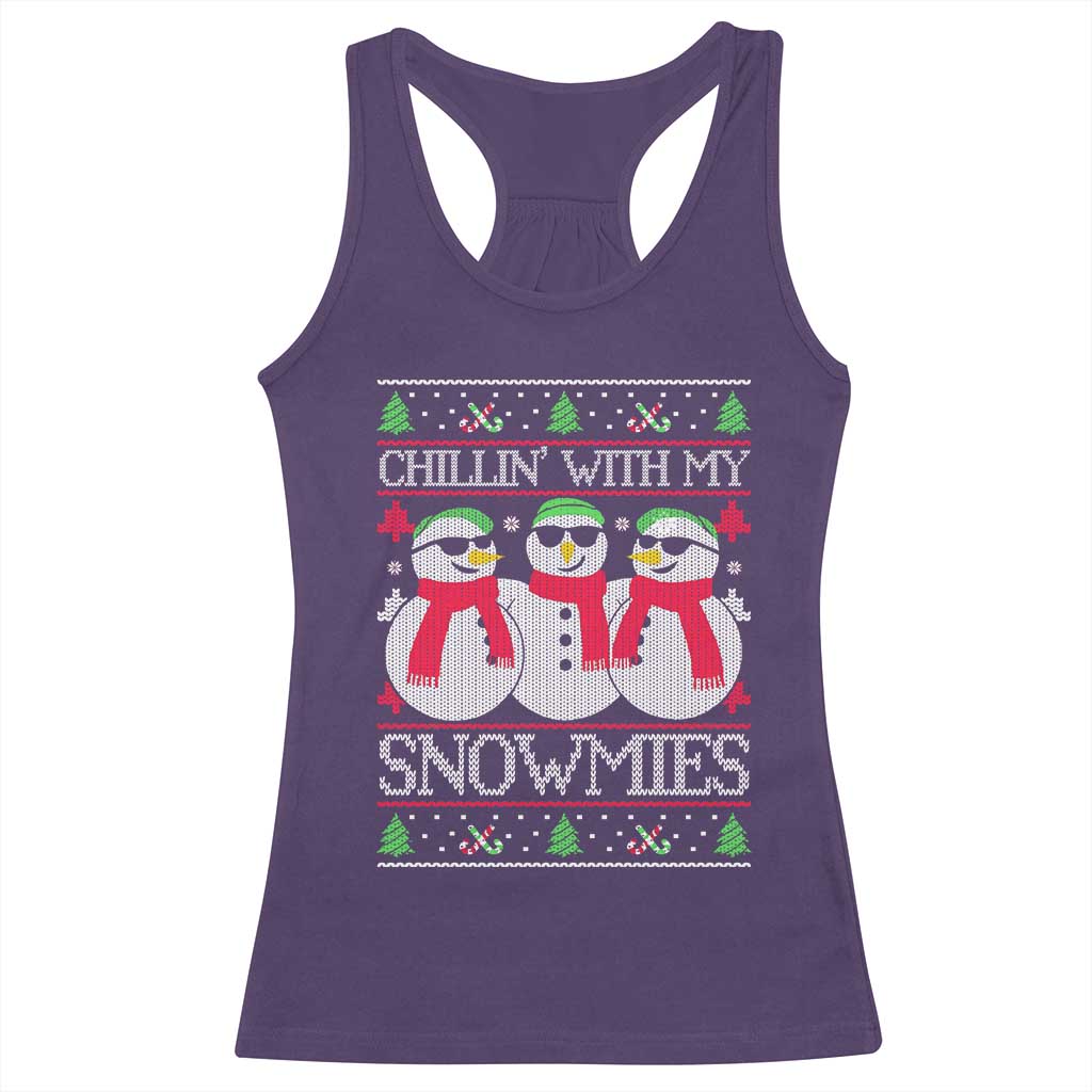Chillin With My Snowmies Racerback Tank Top Funny Snowman Christmas Kids Boys Ugly Xmas - Wonder Print Shop