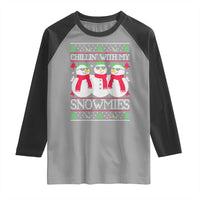 Chillin With My Snowmies Raglan Shirt Funny Snowman Christmas Kids Boys Ugly Xmas - Wonder Print Shop