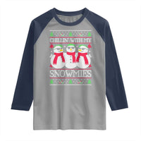 Chillin With My Snowmies Raglan Shirt Funny Snowman Christmas Kids Boys Ugly Xmas - Wonder Print Shop