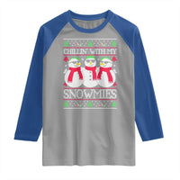 Chillin With My Snowmies Raglan Shirt Funny Snowman Christmas Kids Boys Ugly Xmas - Wonder Print Shop