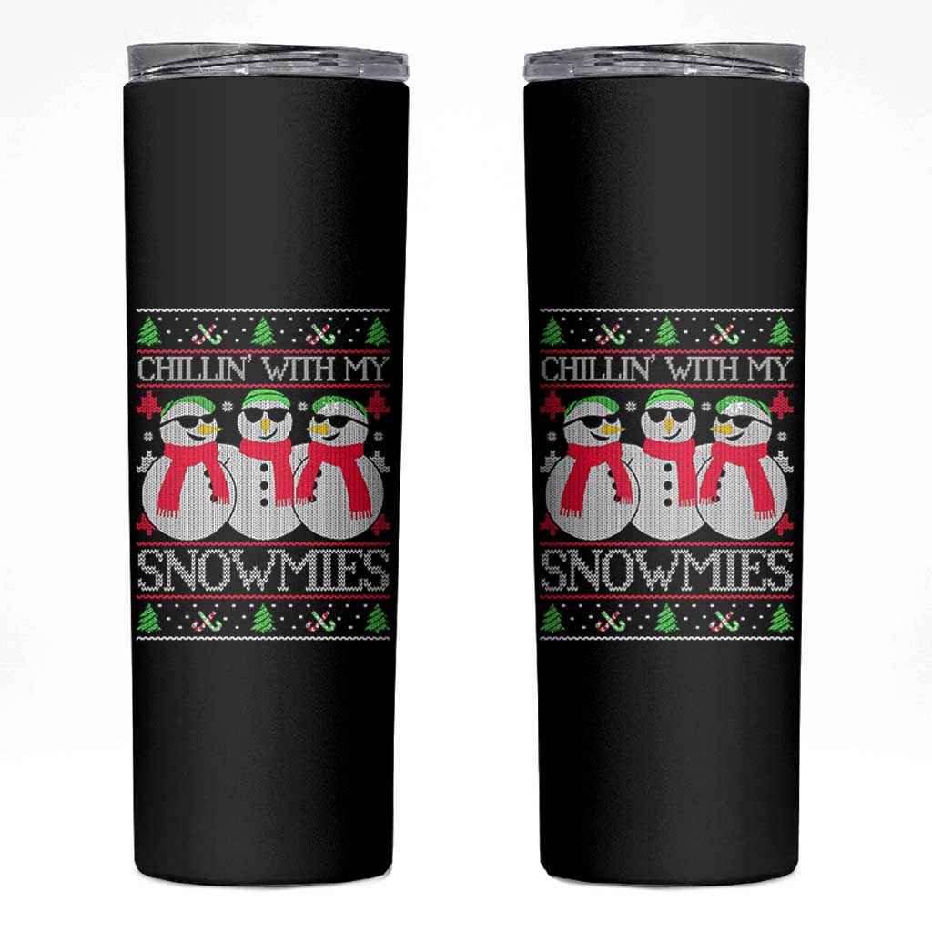 Chillin With My Snowmies Skinny Tumbler Funny Snowman Christmas Kids Boys Ugly Xmas - Wonder Print Shop
