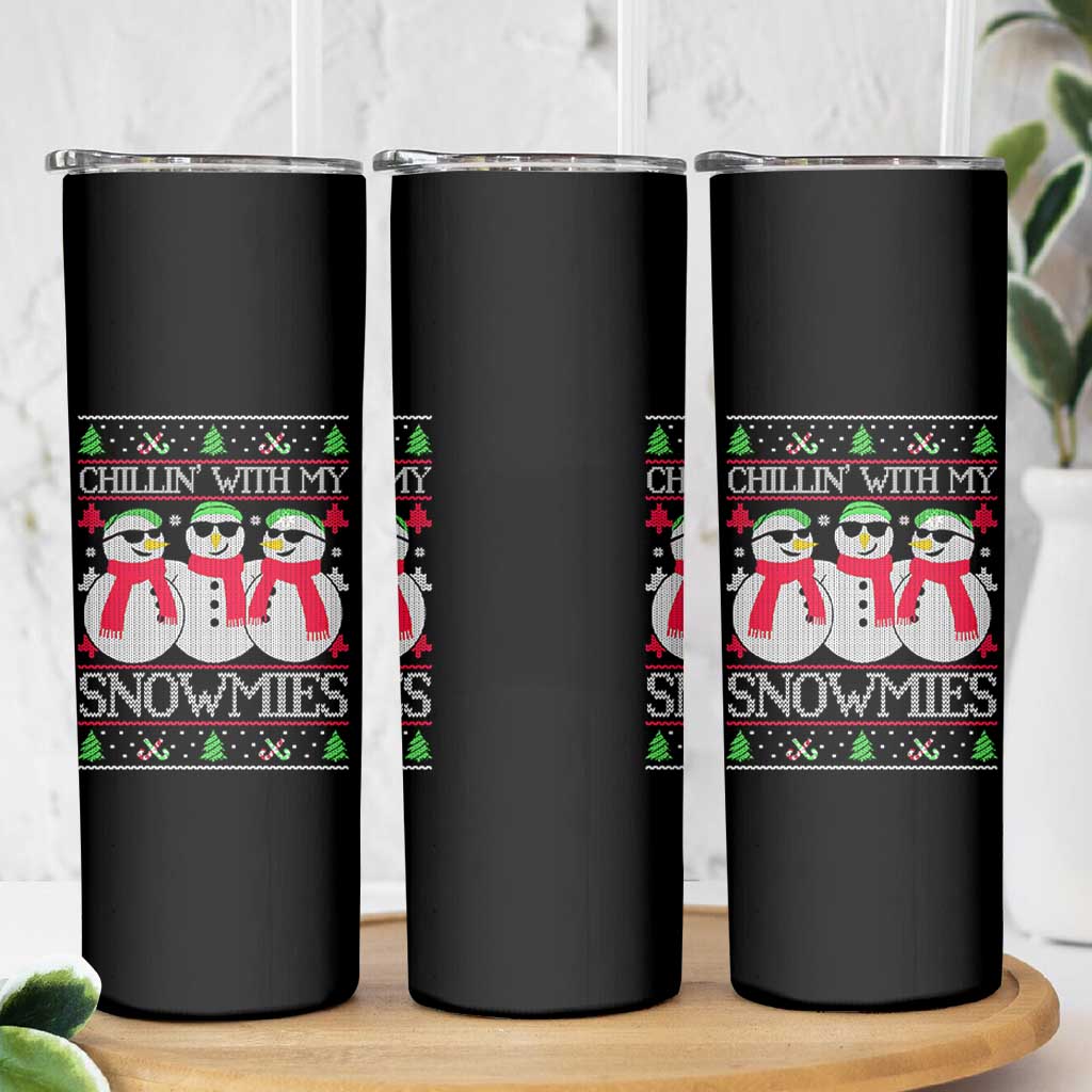 Chillin With My Snowmies Skinny Tumbler Funny Snowman Christmas Kids Boys Ugly Xmas - Wonder Print Shop