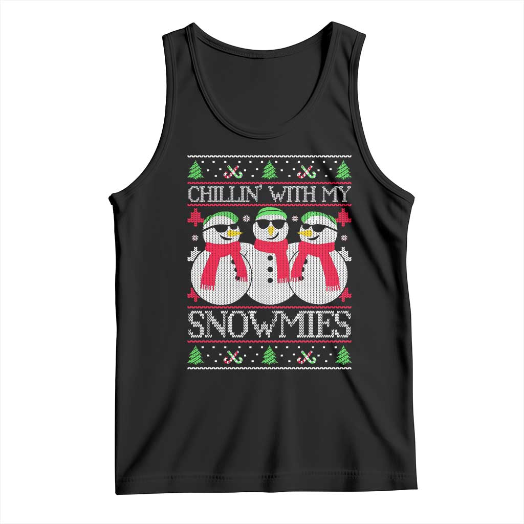 Chillin With My Snowmies Tank Top Funny Snowman Christmas Kids Boys Ugly Xmas - Wonder Print Shop