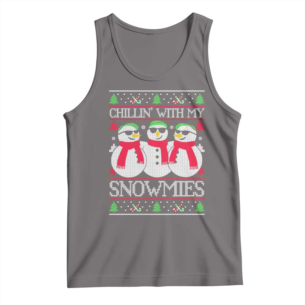 Chillin With My Snowmies Tank Top Funny Snowman Christmas Kids Boys Ugly Xmas - Wonder Print Shop