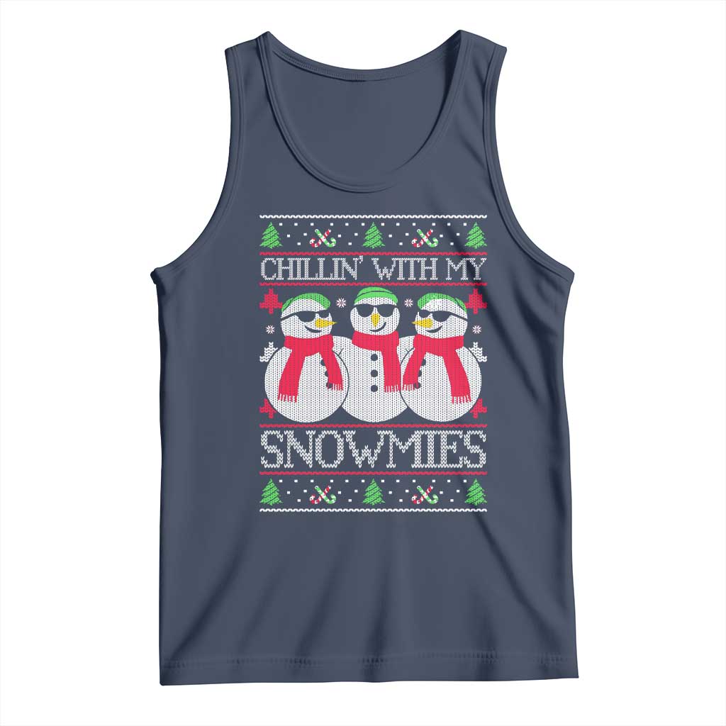 Chillin With My Snowmies Tank Top Funny Snowman Christmas Kids Boys Ugly Xmas - Wonder Print Shop