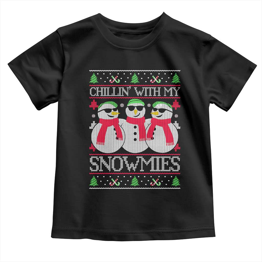 Chillin With My Snowmies Toddler T Shirt Funny Snowman Christmas Kids Boys Ugly Xmas - Wonder Print Shop