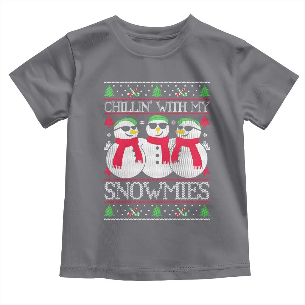 Chillin With My Snowmies Toddler T Shirt Funny Snowman Christmas Kids Boys Ugly Xmas - Wonder Print Shop