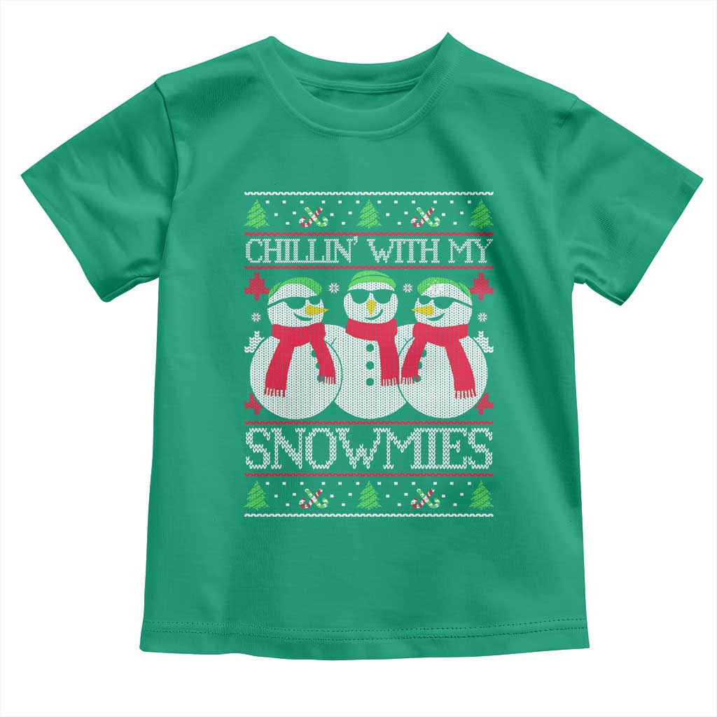 Chillin With My Snowmies Toddler T Shirt Funny Snowman Christmas Kids Boys Ugly Xmas - Wonder Print Shop