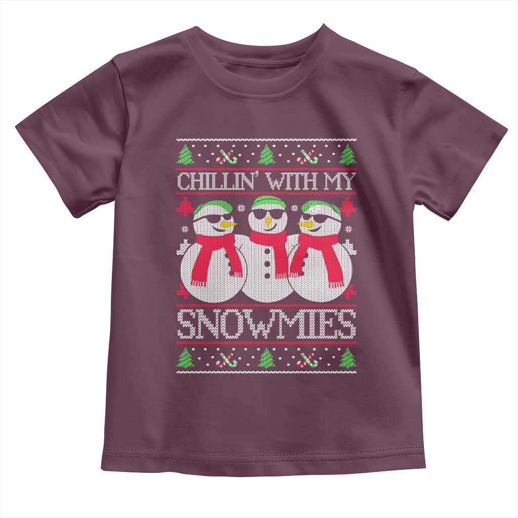 Chillin With My Snowmies Toddler T Shirt Funny Snowman Christmas Kids Boys Ugly Xmas - Wonder Print Shop