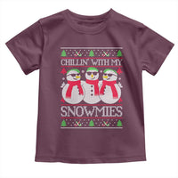 Chillin With My Snowmies Toddler T Shirt Funny Snowman Christmas Kids Boys Ugly Xmas - Wonder Print Shop