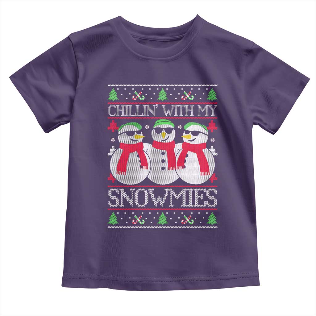 Chillin With My Snowmies Toddler T Shirt Funny Snowman Christmas Kids Boys Ugly Xmas - Wonder Print Shop