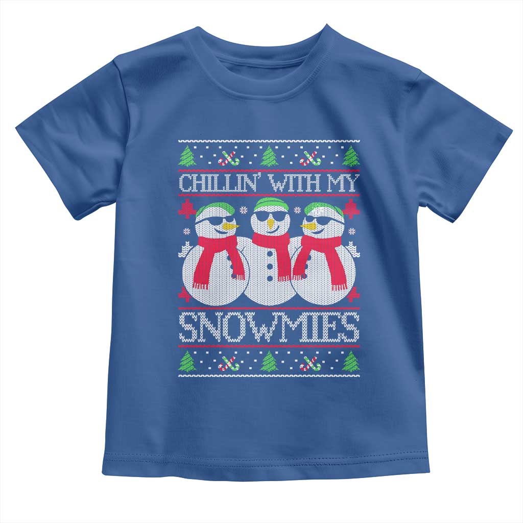 Chillin With My Snowmies Toddler T Shirt Funny Snowman Christmas Kids Boys Ugly Xmas - Wonder Print Shop