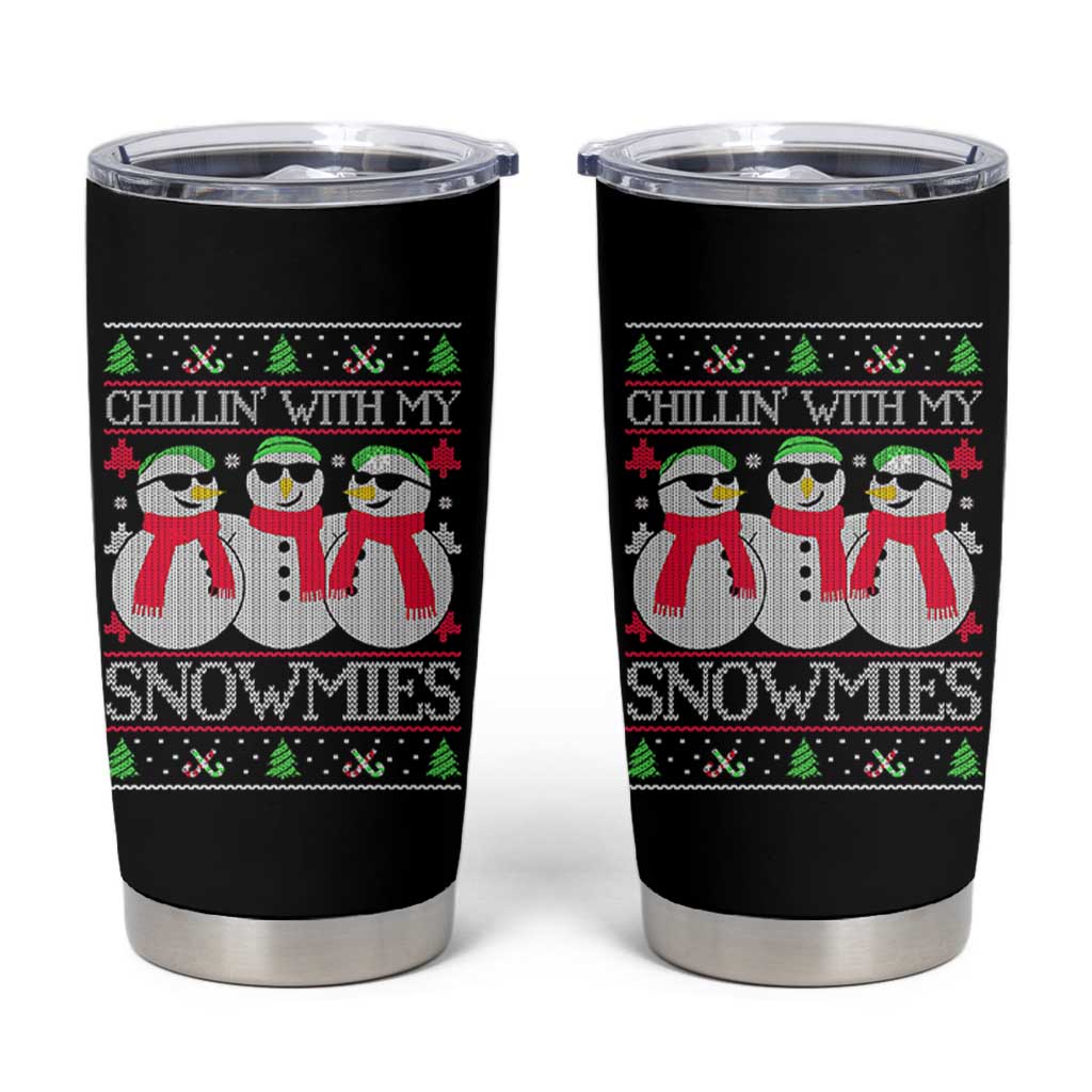 Chillin With My Snowmies Tumbler Cup Funny Snowman Christmas Kids Boys Ugly Xmas - Wonder Print Shop