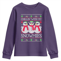 Chillin With My Snowmies Youth Sweatshirt Funny Snowman Christmas Kids Boys Ugly Xmas - Wonder Print Shop