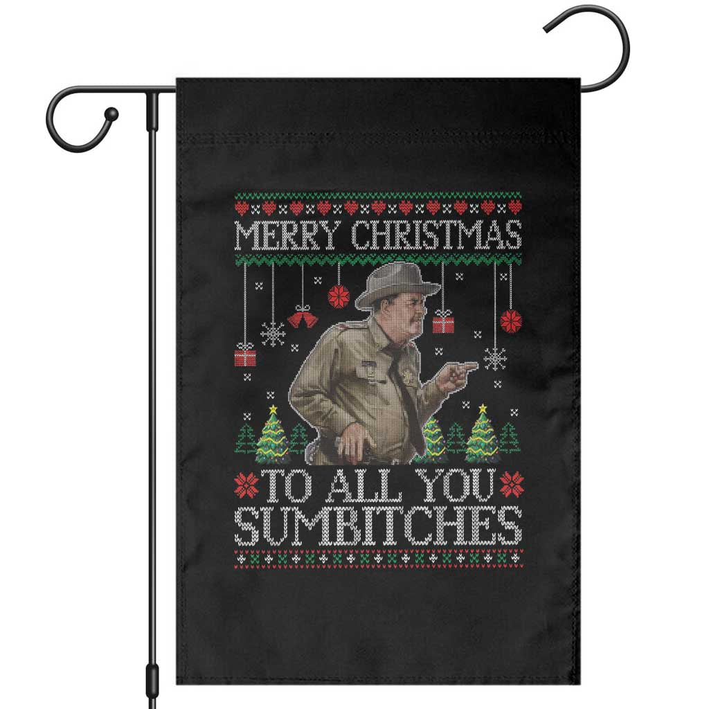Merry Christmas Sumbitches Garden Flag Funny Smokey Retro 80s Movie The Bandit Ugly Xmas - Wonder Print Shop