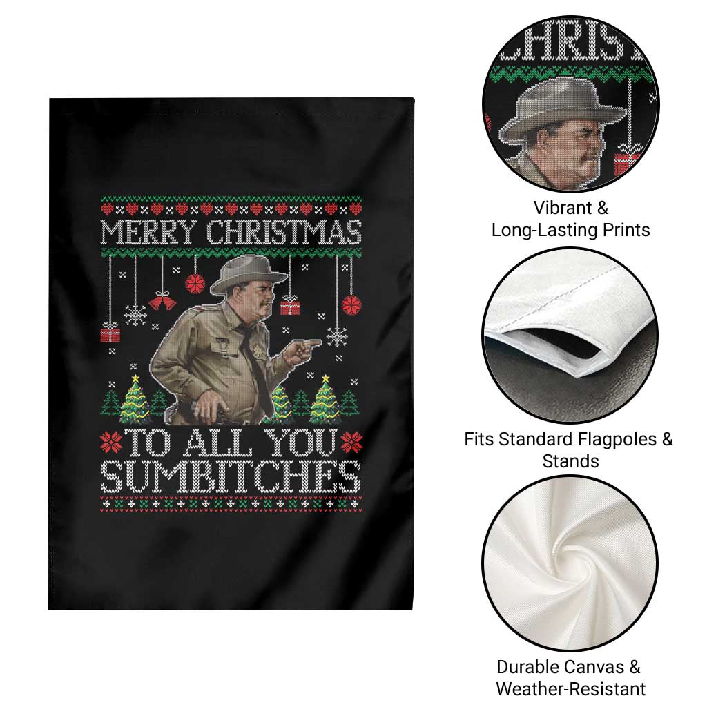 Merry Christmas Sumbitches Garden Flag Funny Smokey Retro 80s Movie The Bandit Ugly Xmas - Wonder Print Shop