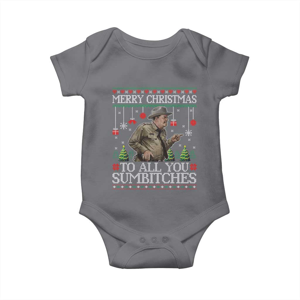 Merry Christmas Sumbitches Baby Onesie Funny Smokey Retro 80s Movie The Bandit Ugly Xmas - Wonder Print Shop