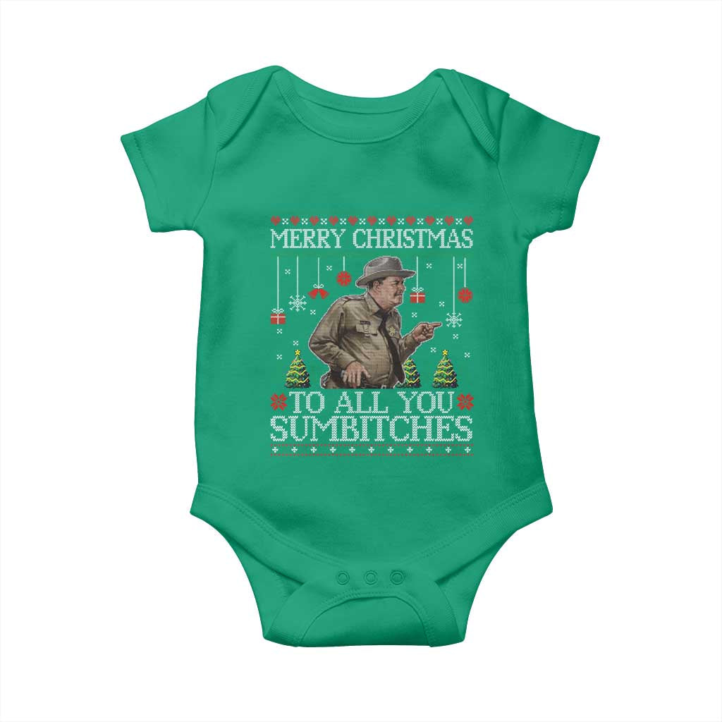 Merry Christmas Sumbitches Baby Onesie Funny Smokey Retro 80s Movie The Bandit Ugly Xmas - Wonder Print Shop