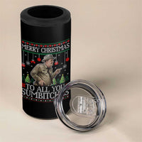 Merry Christmas Sumbitches 4 in 1 Can Cooler Tumbler Funny Smokey Retro 80s Movie The Bandit Ugly Xmas - Wonder Print Shop