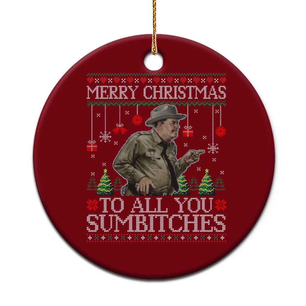 Merry Christmas Sumbitches Ceramic Ornament Funny Smokey Retro 80s Movie The Bandit Ugly Xmas - Wonder Print Shop