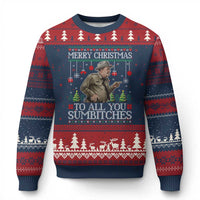 Merry Xmas Sumbitches Ugly Christmas Sweater Funny Smokey Retro 80s Movie The Bandit Ugly Xmas - Wonder Print Shop