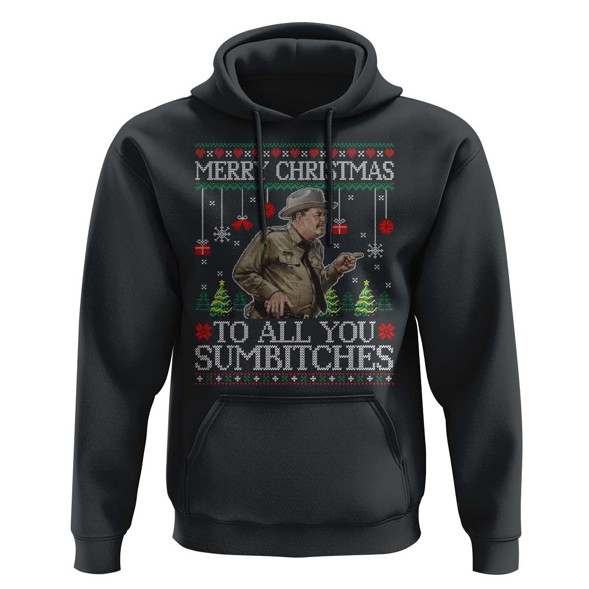Merry Christmas Sumbitches Hoodie Funny Smokey Retro 80s Movie The Bandit Ugly Xmas - Wonder Print Shop