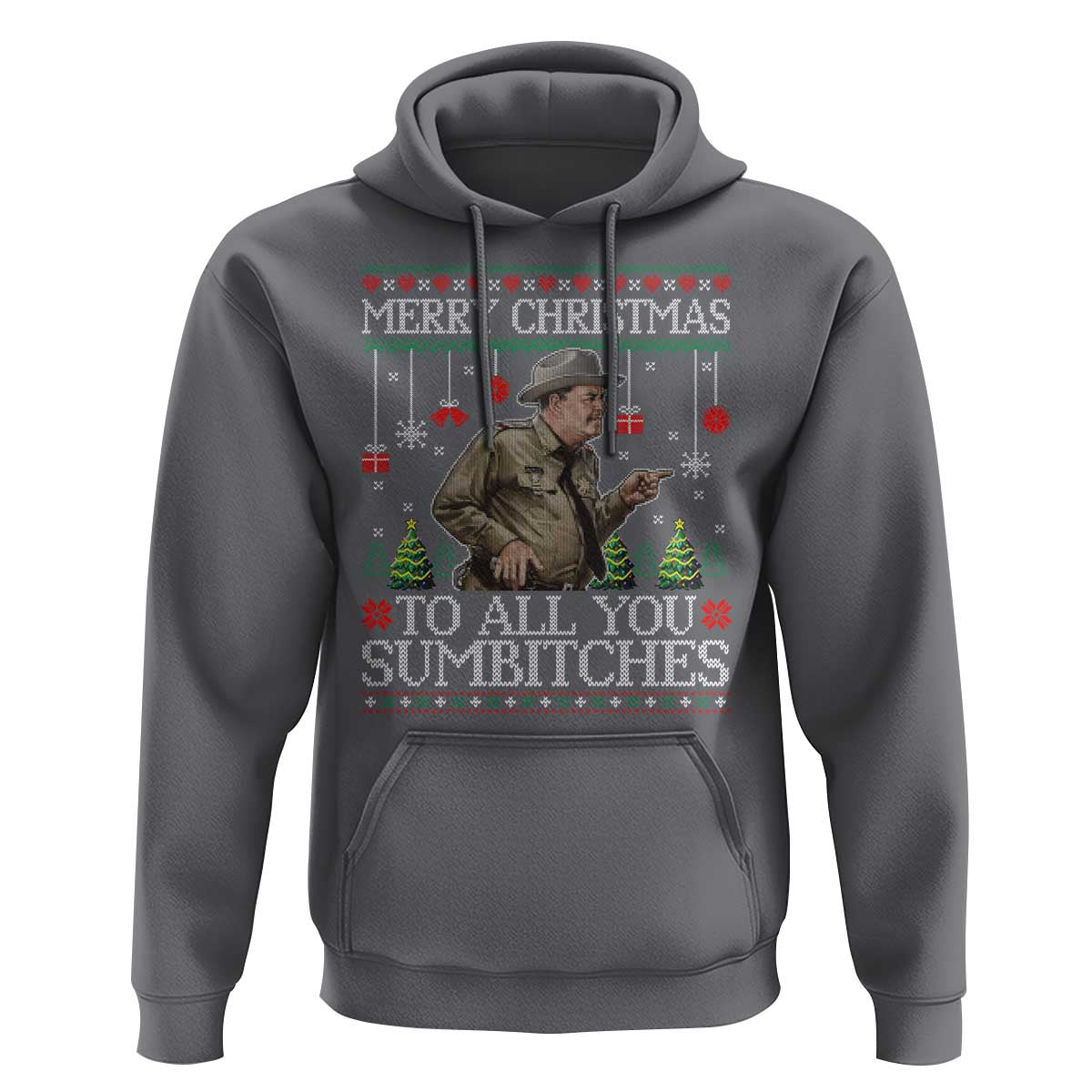 Merry Christmas Sumbitches Hoodie Funny Smokey Retro 80s Movie The Bandit Ugly Xmas - Wonder Print Shop