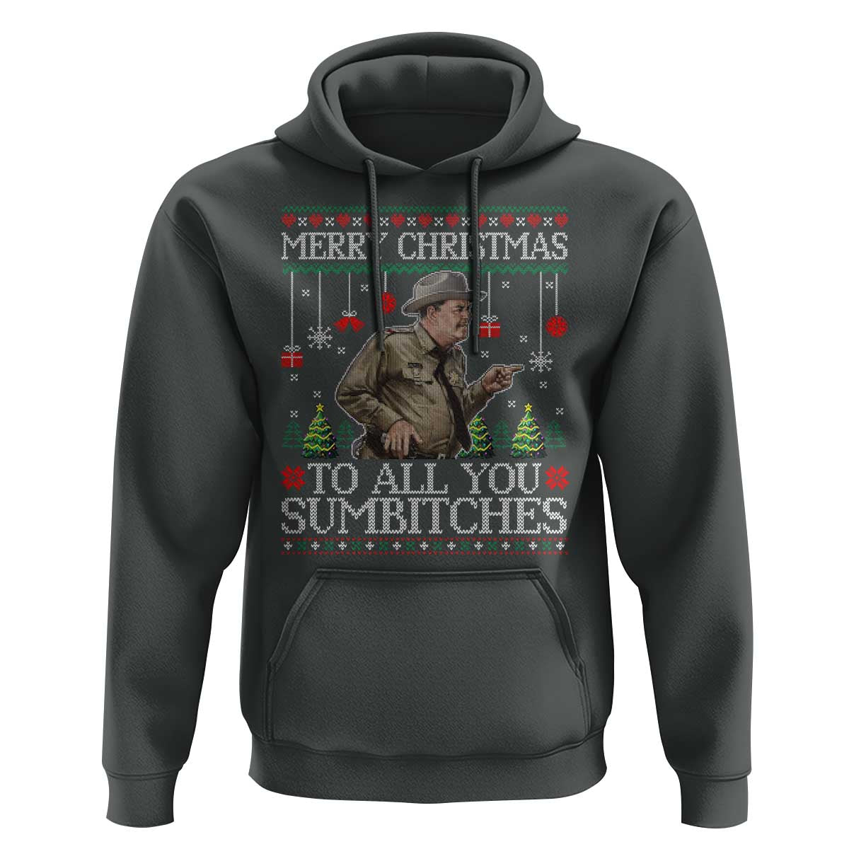 Merry Christmas Sumbitches Hoodie Funny Smokey Retro 80s Movie The Bandit Ugly Xmas - Wonder Print Shop