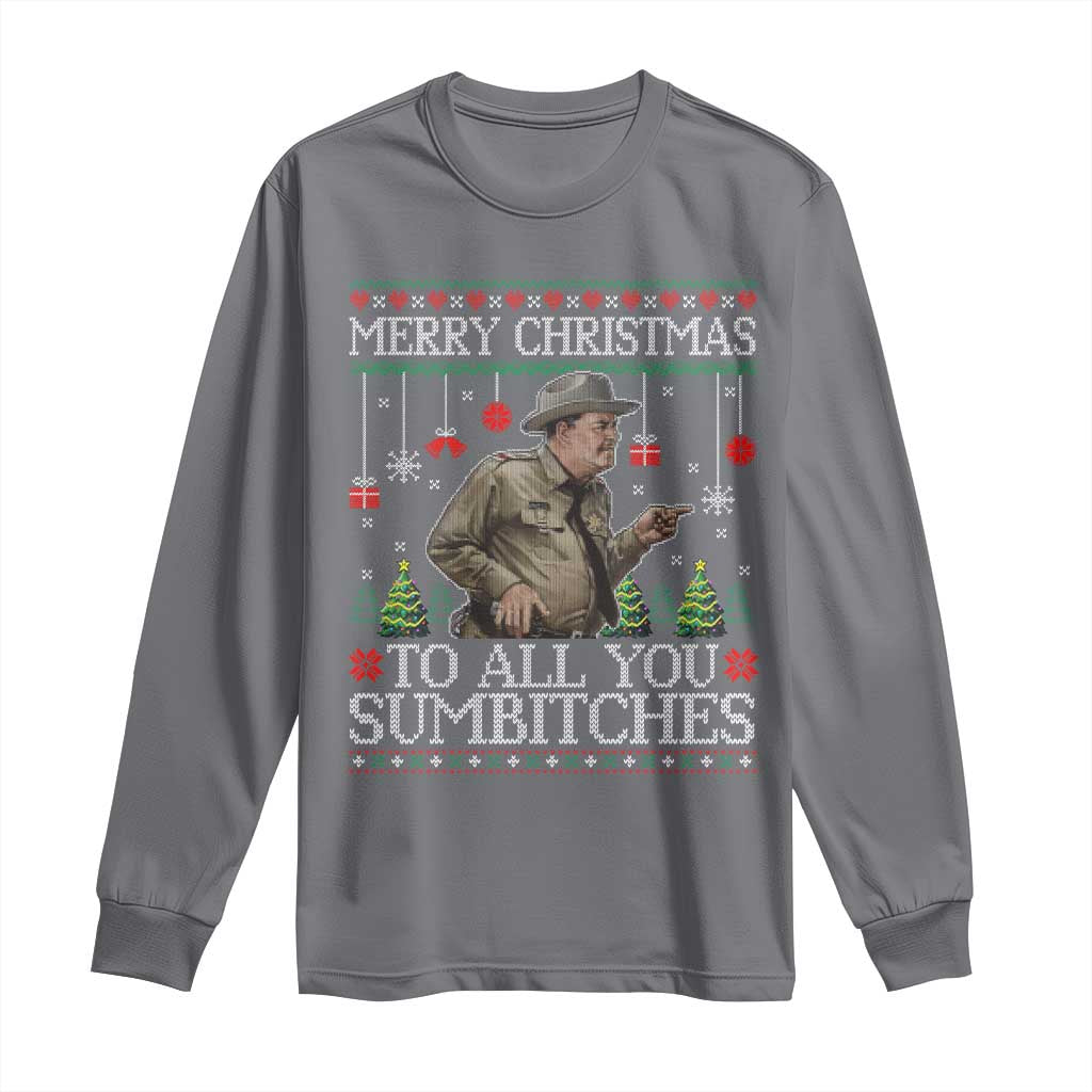 Merry Christmas Sumbitches Long Sleeve Shirt Funny Smokey Retro 80s Movie The Bandit Ugly Xmas - Wonder Print Shop