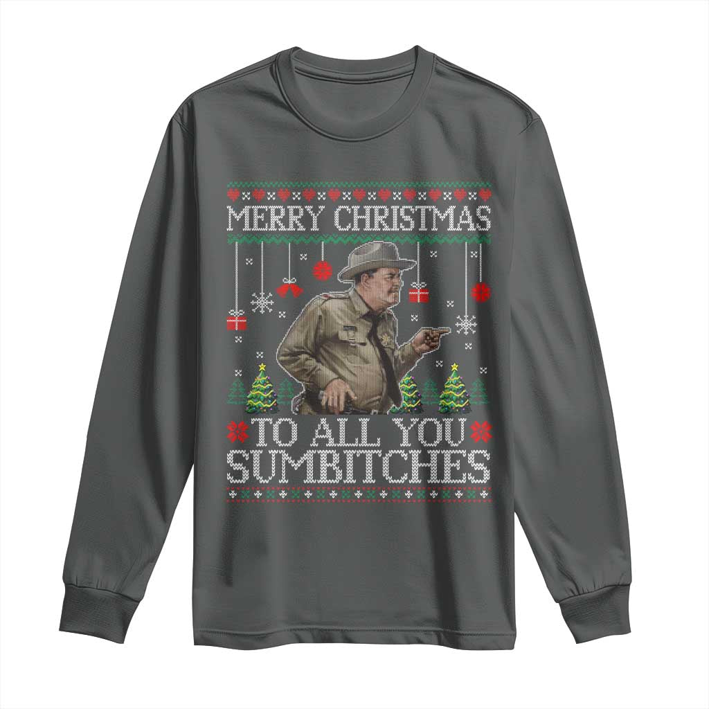 Merry Christmas Sumbitches Long Sleeve Shirt Funny Smokey Retro 80s Movie The Bandit Ugly Xmas - Wonder Print Shop