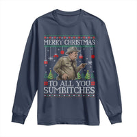 Merry Christmas Sumbitches Long Sleeve Shirt Funny Smokey Retro 80s Movie The Bandit Ugly Xmas - Wonder Print Shop