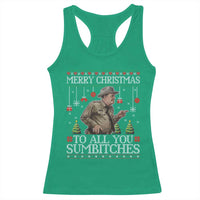 Merry Christmas Sumbitches Racerback Tank Top Funny Smokey Retro 80s Movie The Bandit Ugly Xmas - Wonder Print Shop