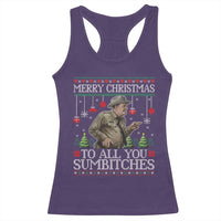 Merry Christmas Sumbitches Racerback Tank Top Funny Smokey Retro 80s Movie The Bandit Ugly Xmas - Wonder Print Shop