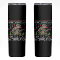 Merry Christmas Sumbitches Skinny Tumbler Funny Smokey Retro 80s Movie The Bandit Ugly Xmas - Wonder Print Shop