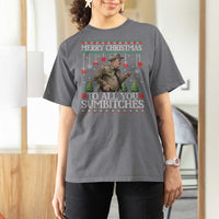 Merry Christmas Sumbitches T Shirt For Women Funny Smokey Retro 80s Movie The Bandit Ugly Xmas - Wonder Print Shop