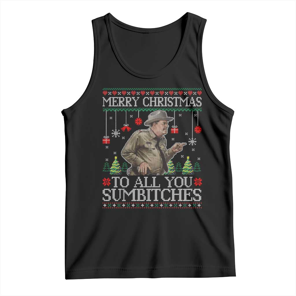 Merry Christmas Sumbitches Tank Top Funny Smokey Retro 80s Movie The Bandit Ugly Xmas - Wonder Print Shop
