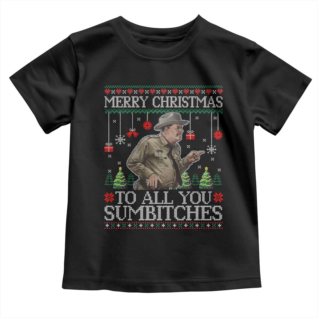 Merry Christmas Sumbitches Toddler T Shirt Funny Smokey Retro 80s Movie The Bandit Ugly Xmas - Wonder Print Shop
