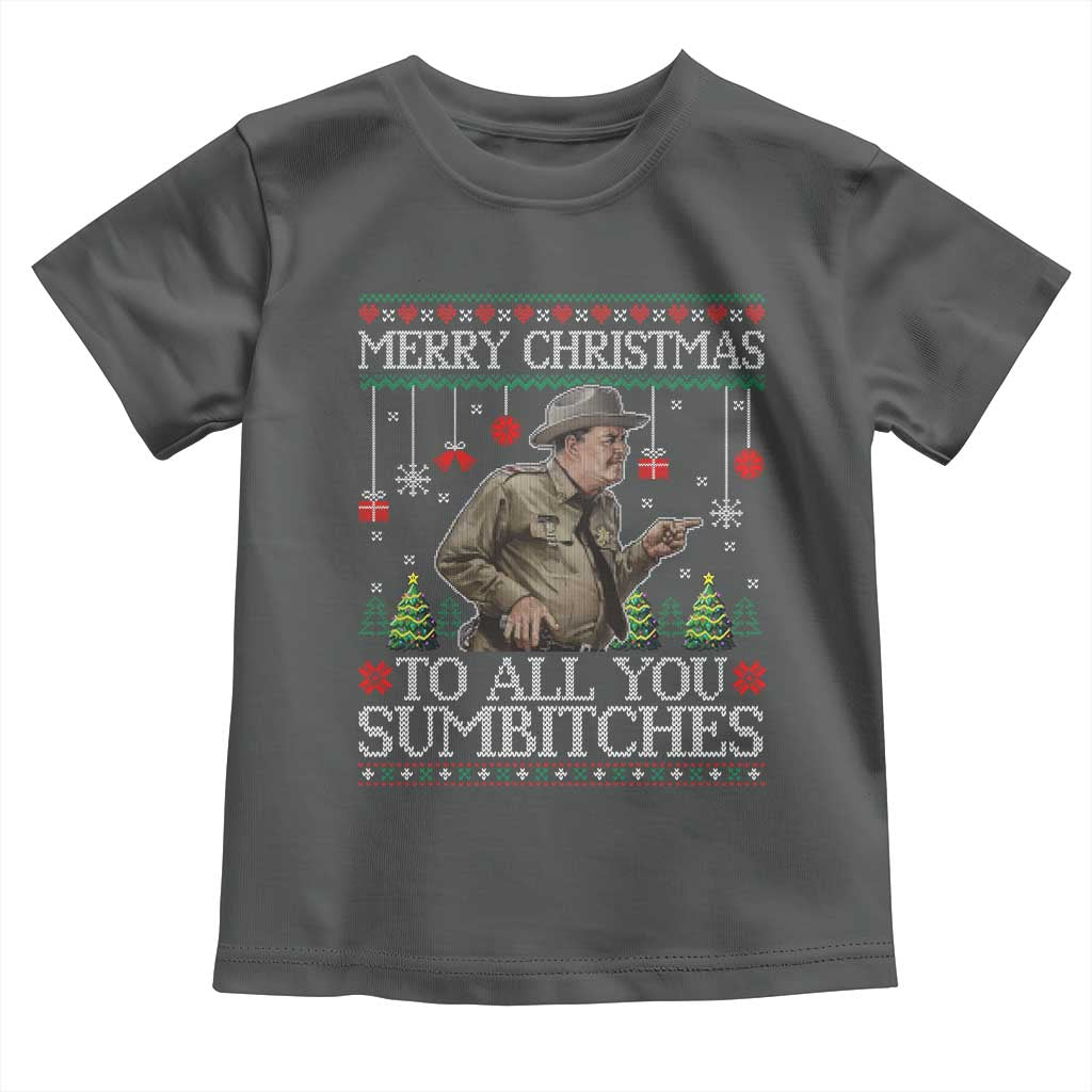 Merry Christmas Sumbitches Toddler T Shirt Funny Smokey Retro 80s Movie The Bandit Ugly Xmas - Wonder Print Shop