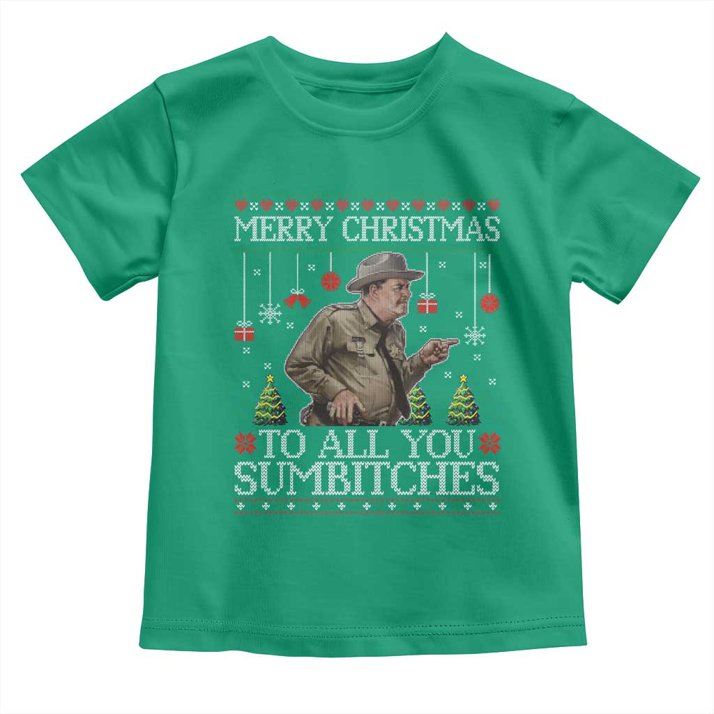 Merry Christmas Sumbitches Toddler T Shirt Funny Smokey Retro 80s Movie The Bandit Ugly Xmas - Wonder Print Shop