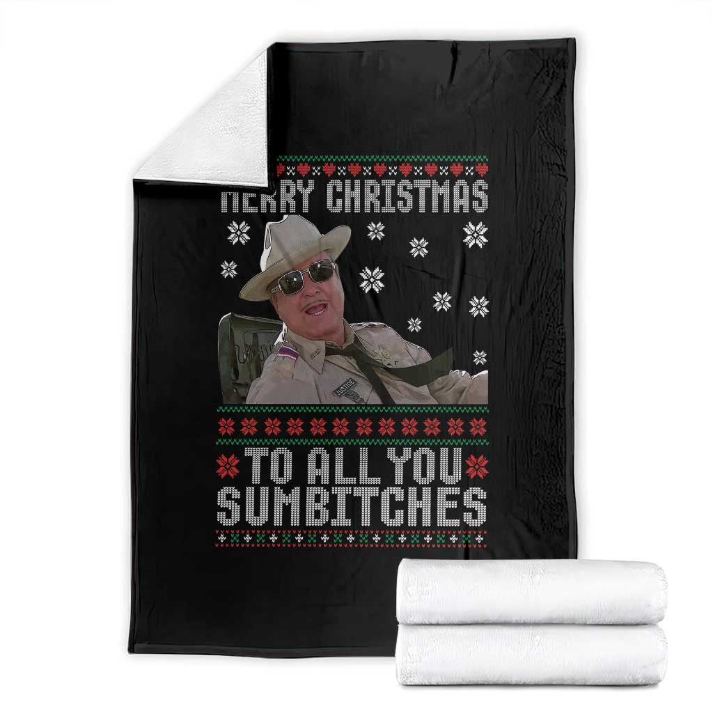 Merry Christmas To All You Sumbitches Throw Blanket Funny Ugly Xmas Retro 80s Movie - Wonder Print Shop
