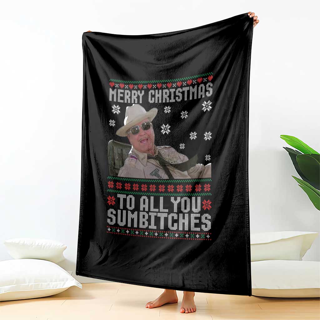 Merry Christmas To All You Sumbitches Throw Blanket Funny Ugly Xmas Retro 80s Movie - Wonder Print Shop