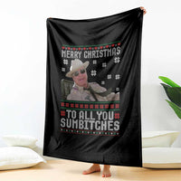 Merry Christmas To All You Sumbitches Throw Blanket Funny Ugly Xmas Retro 80s Movie - Wonder Print Shop