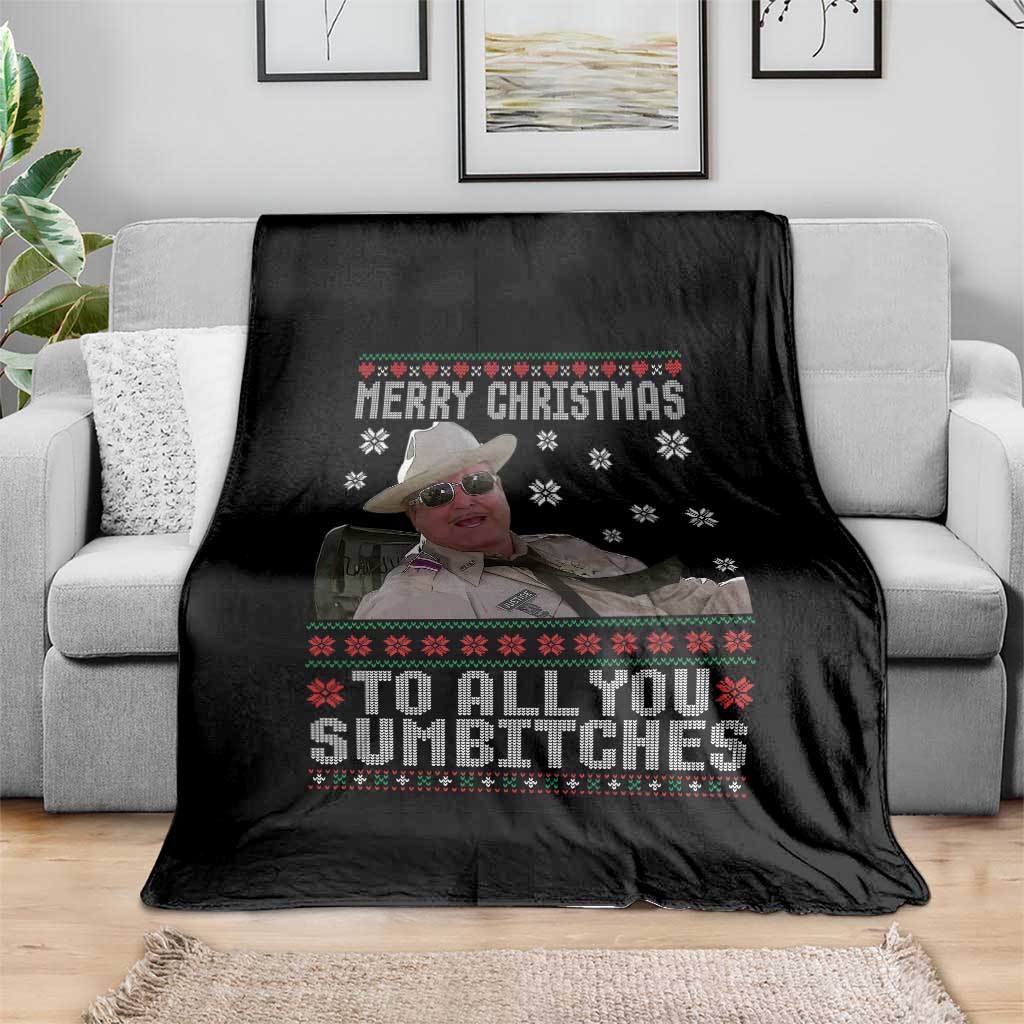Merry Christmas To All You Sumbitches Throw Blanket Funny Ugly Xmas Retro 80s Movie - Wonder Print Shop