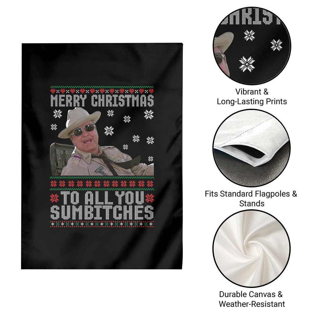 Merry Christmas To All You Sumbitches Garden Flag Funny Ugly Xmas Retro 80s Movie - Wonder Print Shop