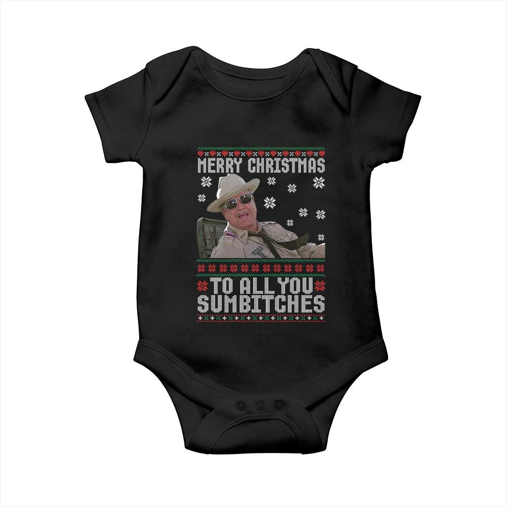 Merry Christmas To All You Sumbitches Baby Onesie Funny Ugly Xmas Retro 80s Movie - Wonder Print Shop