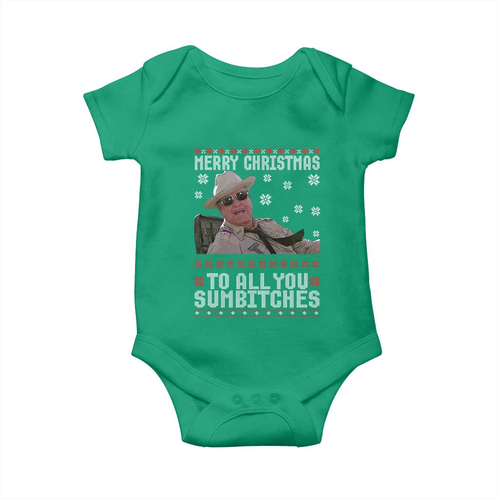 Merry Christmas To All You Sumbitches Baby Onesie Funny Ugly Xmas Retro 80s Movie - Wonder Print Shop