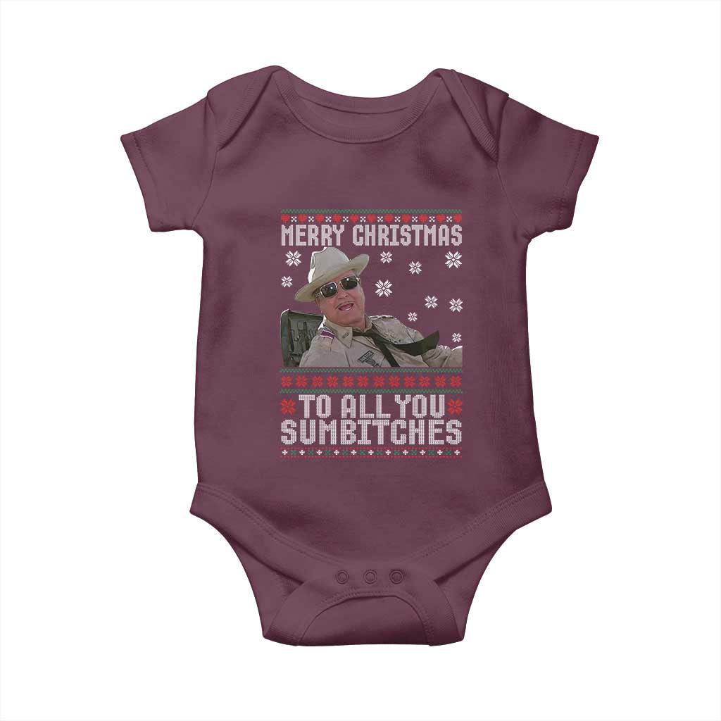 Merry Christmas To All You Sumbitches Baby Onesie Funny Ugly Xmas Retro 80s Movie - Wonder Print Shop