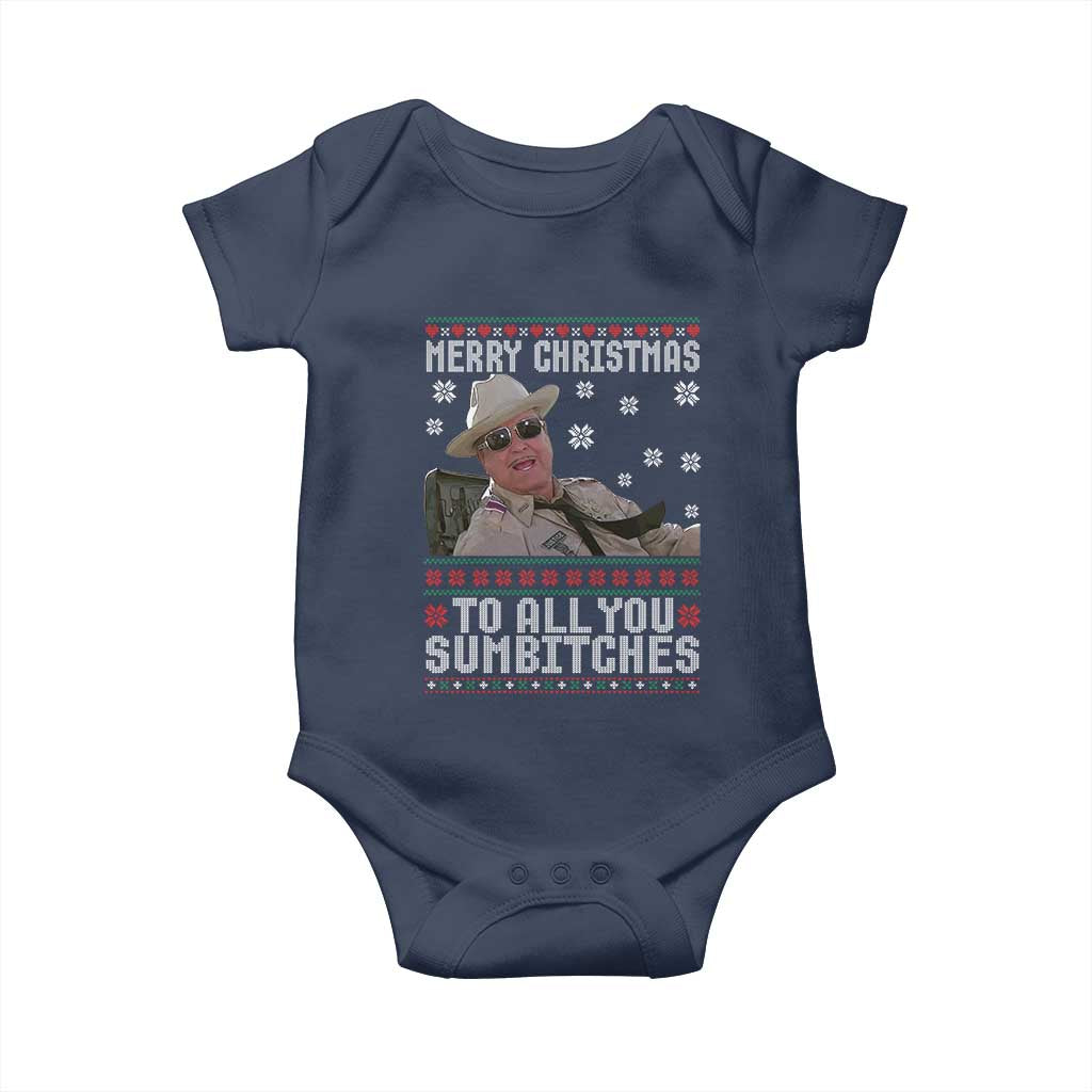 Merry Christmas To All You Sumbitches Baby Onesie Funny Ugly Xmas Retro 80s Movie - Wonder Print Shop