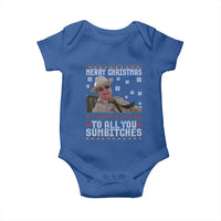 Merry Christmas To All You Sumbitches Baby Onesie Funny Ugly Xmas Retro 80s Movie - Wonder Print Shop