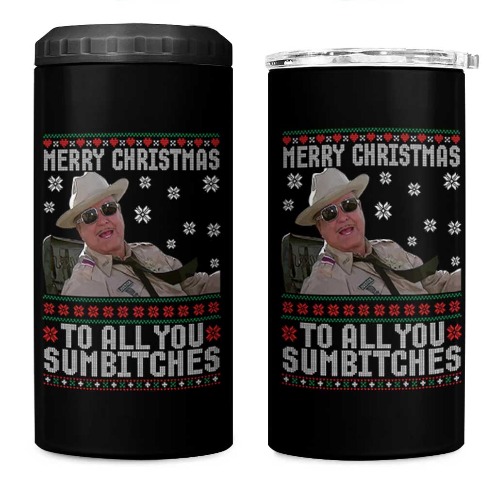 Merry Christmas To All You Sumbitches 4 in 1 Can Cooler Tumbler Funny Ugly Xmas Retro 80s Movie - Wonder Print Shop